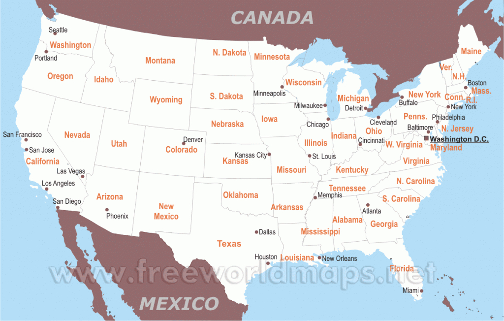 Free Printable Maps Of The United States - Free Printable United States Map With State Names