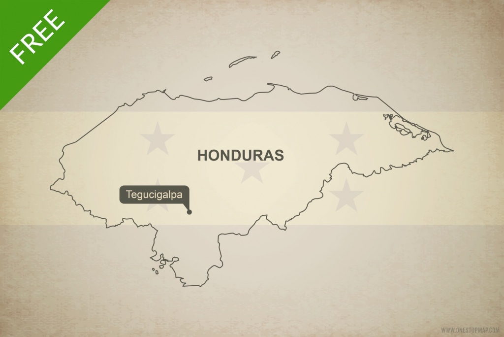 Free Vector Map Of Honduras Outline | One Stop Map - Printable Map Of Honduras