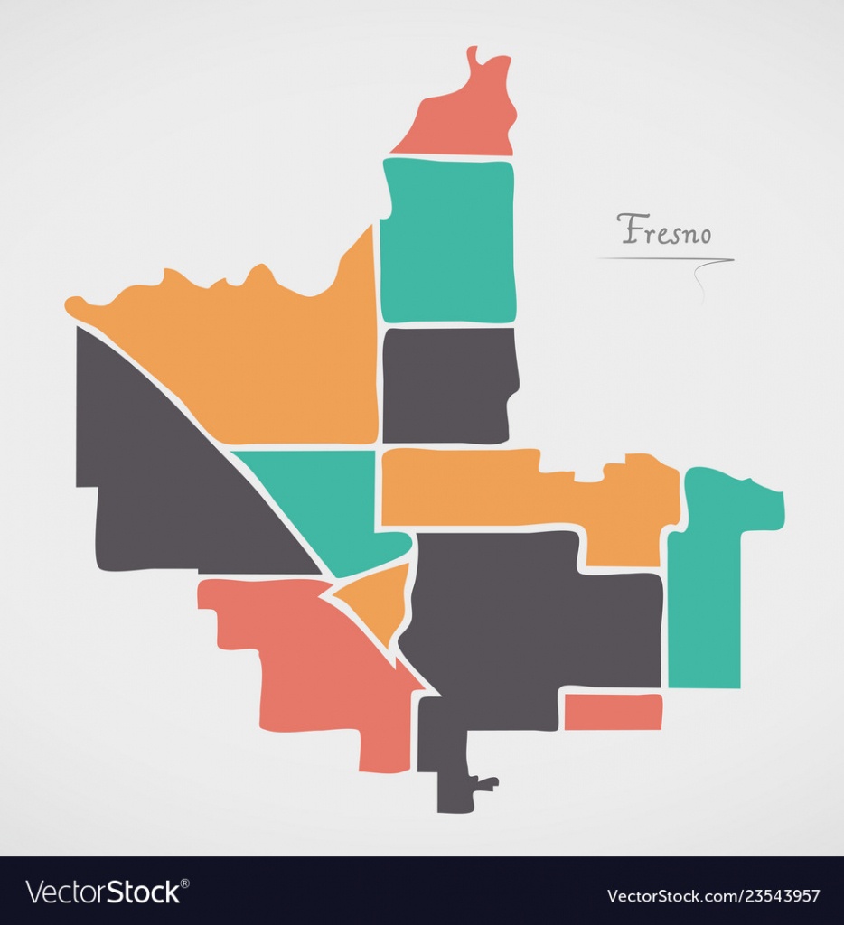 Fresno California Map With Neighborhoods And Vector Image - Fresno California Map