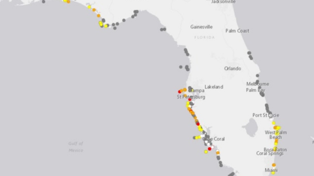 Fwc Provides Enhanced, Interactive Map To Track Red Tide - Coral Beach Florida Map