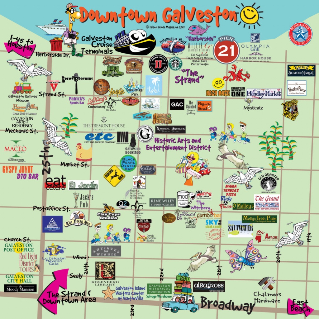 Galveston, Tx - Galveston Fun Maps - Galveston Island Guide - Texas Galveston Map