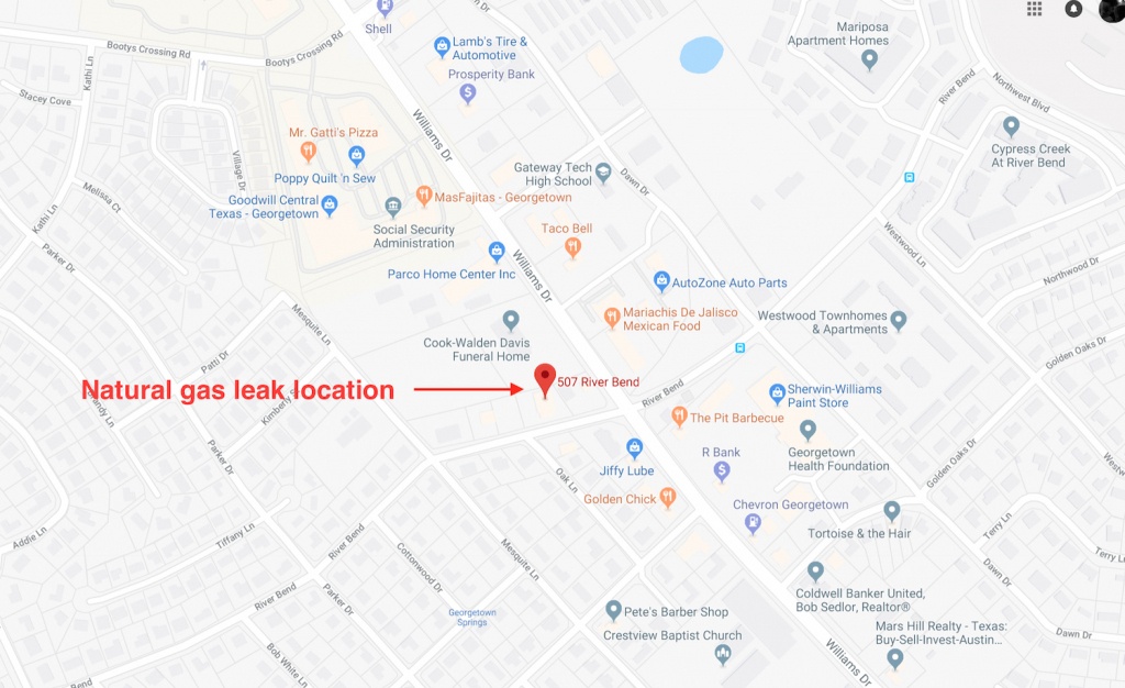 Gas Leak Forces Evacuation Of 40 Georgetown Homes And Businesses On - Google Maps Magnolia Texas