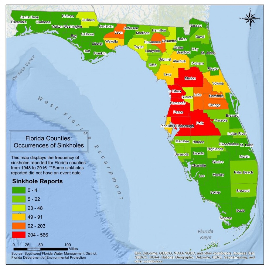 Florida State Map Of Sinkholes - United States Map