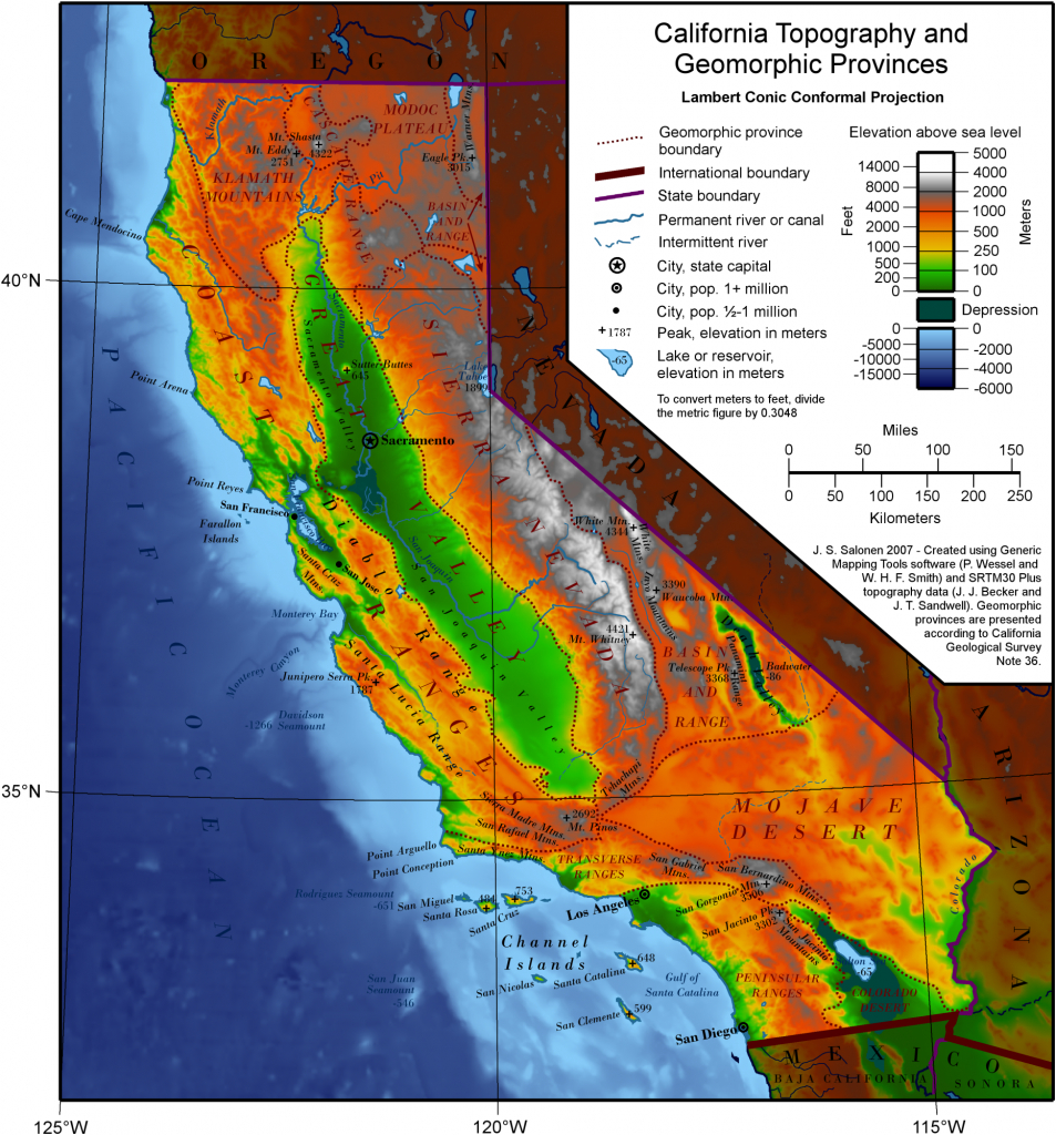 Geography Of California - Wikipedia - Baja California Topographic Maps