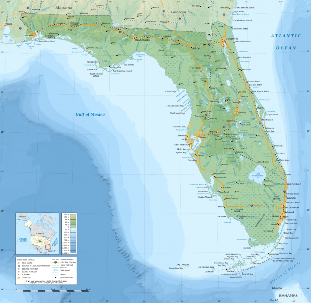 Geography Of Florida - Wikipedia - Water Depth Map Florida