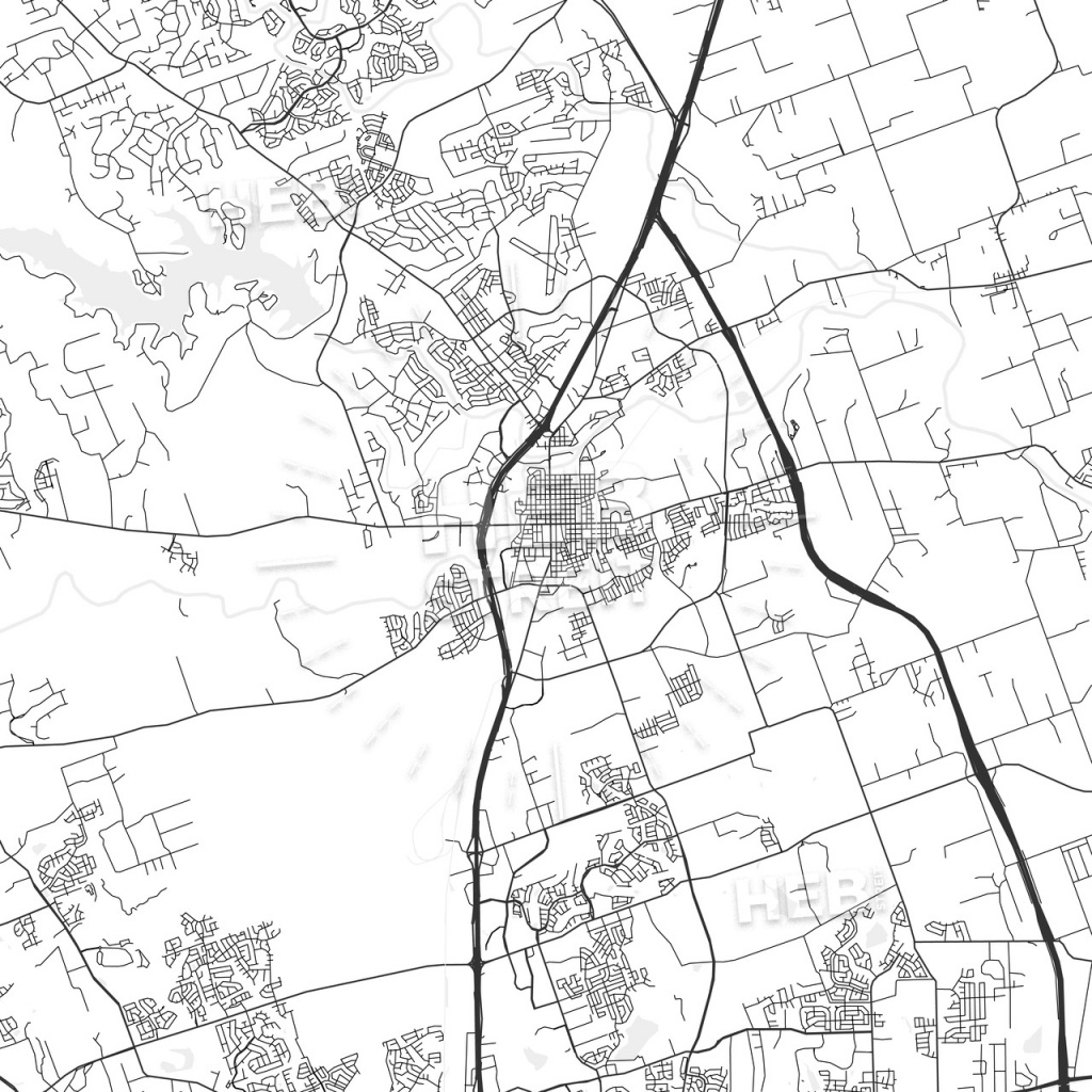 Georgetown, Texas - Area Map - Light | Hebstreits Sketches - Georgetown Texas Map