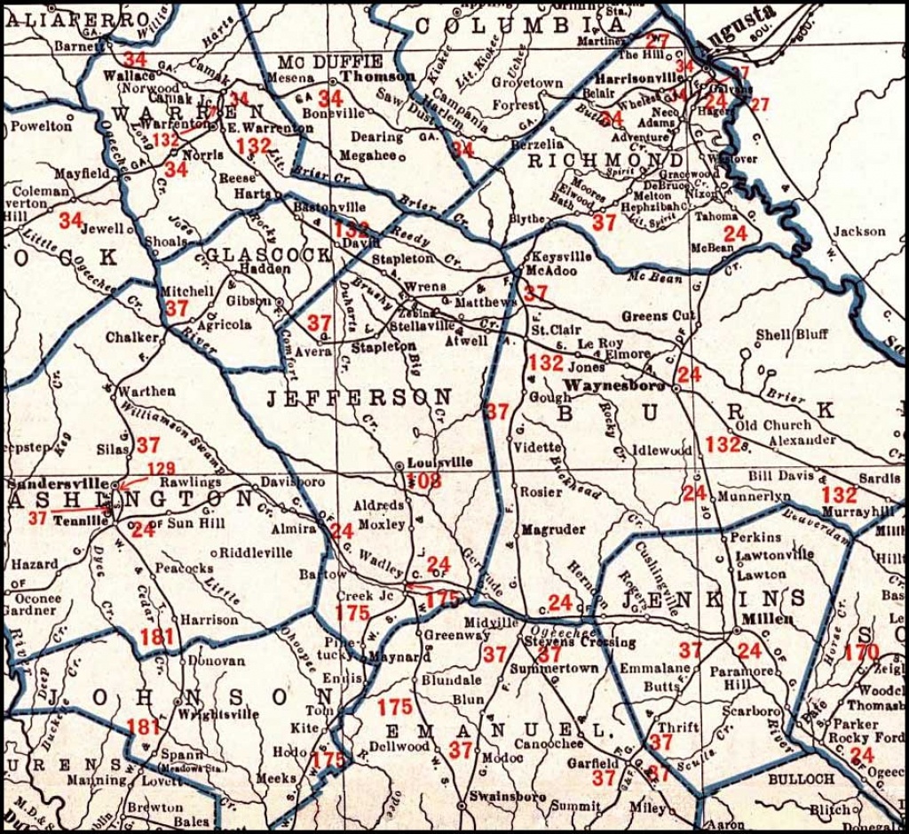 Georgia &amp;amp; Florida Railroad 1926 Map, Swainsboro To Augusta - Map Of Georgia And Florida