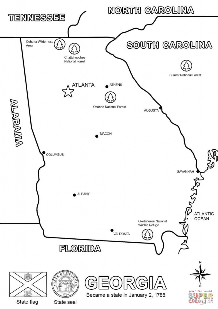 Georgia Map Coloring Page | Free Printable Coloring Pages - Georgia State Map Printable