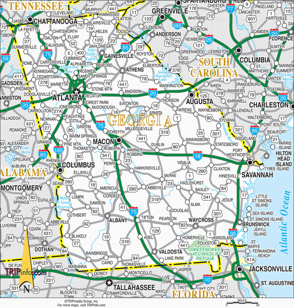 Georgia Map - Printable Map Of Macon Ga