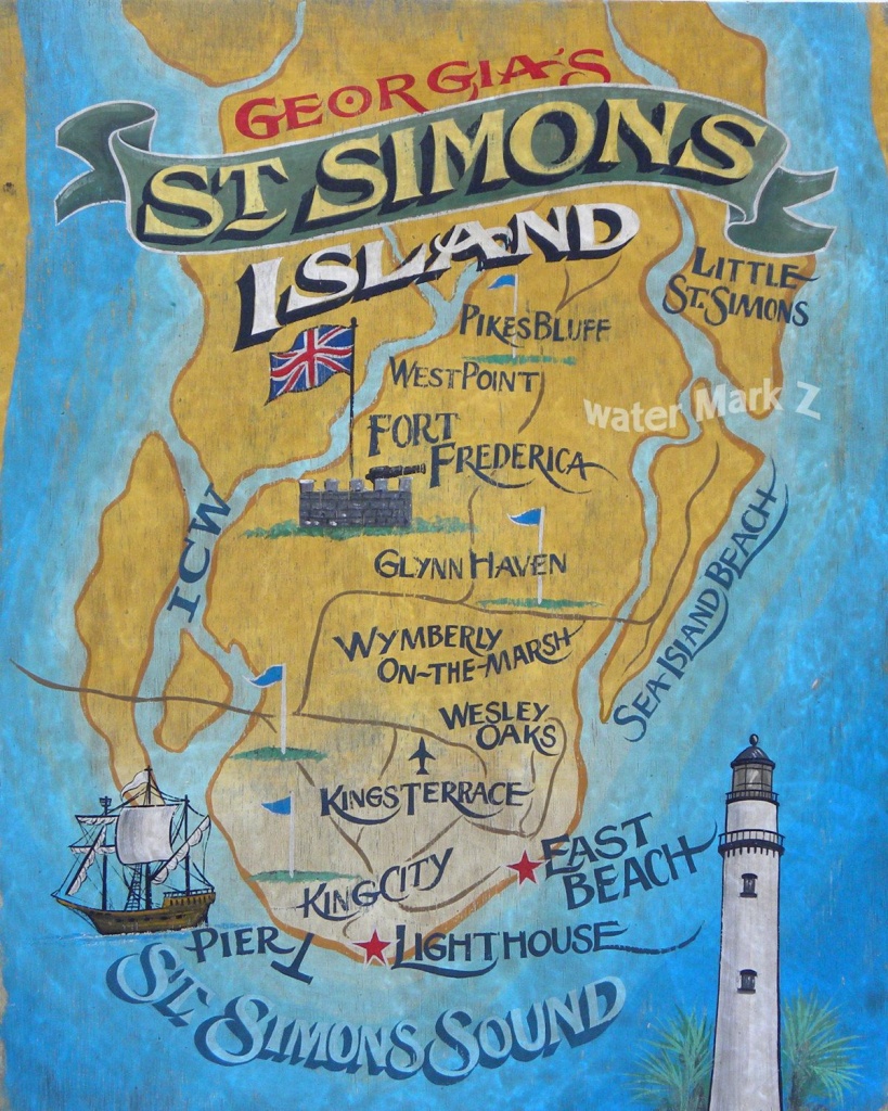 Georgia On My Mindst. Simon&amp;#039;s Island Map Print, Golden Isle, Map - Printable Map Of St Simons Island Ga
