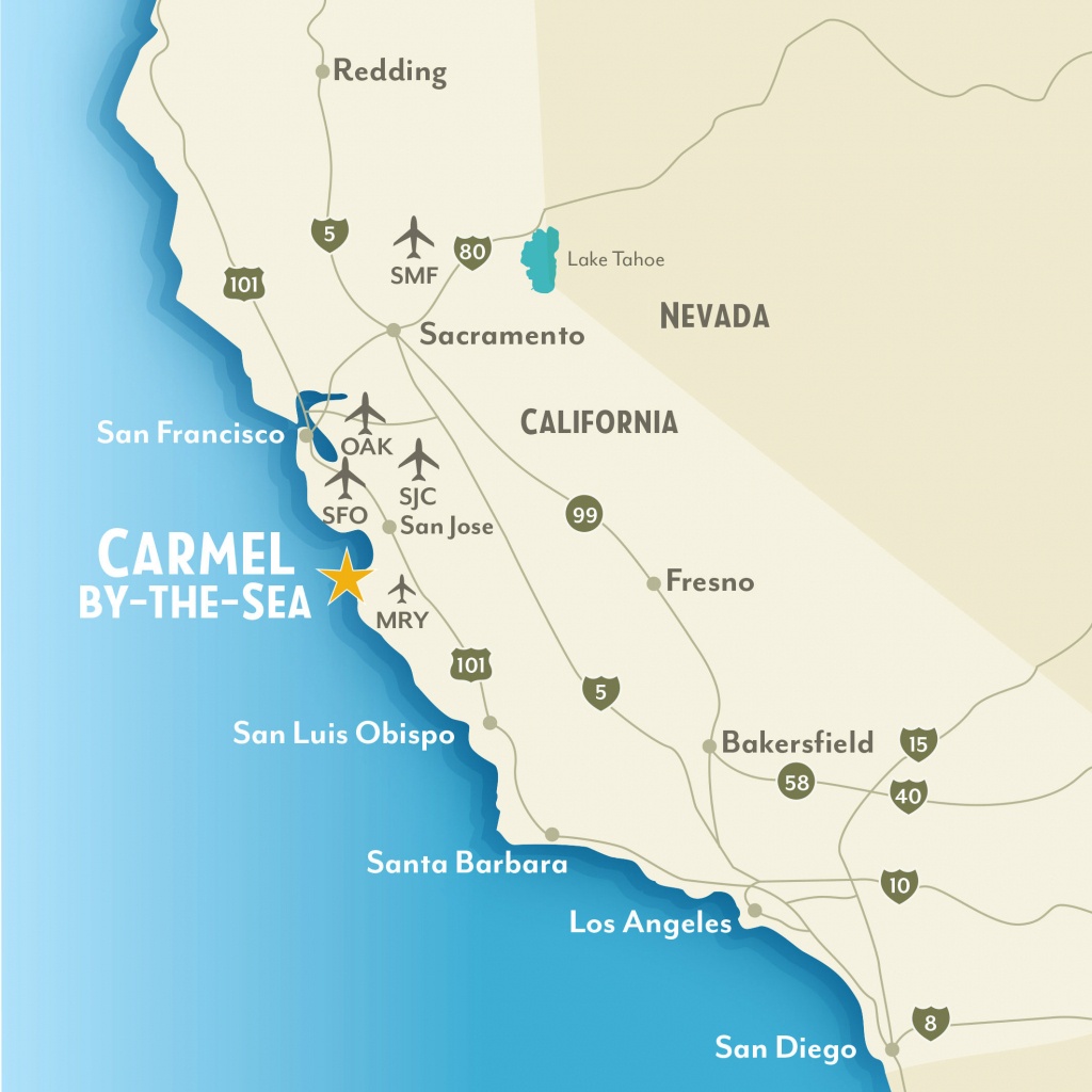 Getting To &amp;amp; Around Carmel-By-The-Sea, California - Beach Map Of California