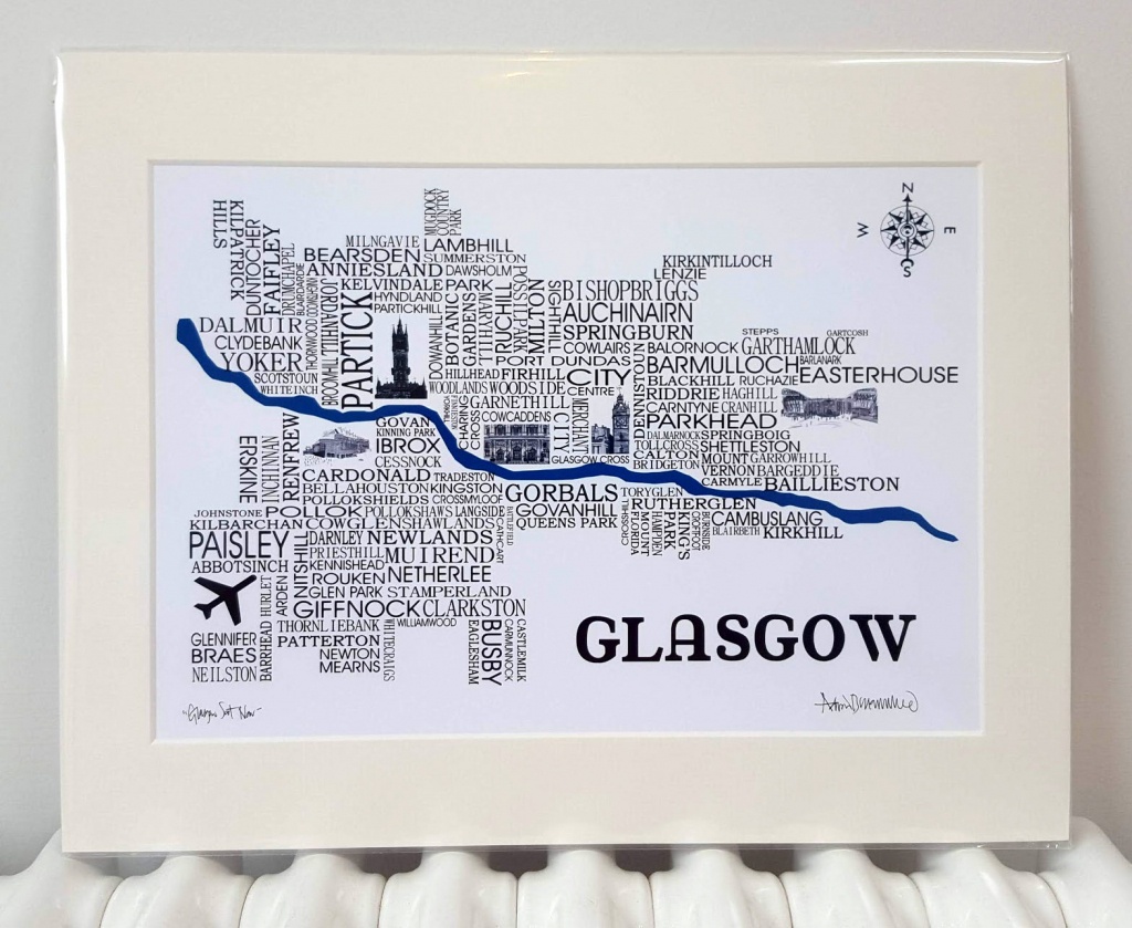 Glasgow Word Map - Adrian Mcmurchie - The Glasgow Illustrator - Sat Nav With Florida Maps