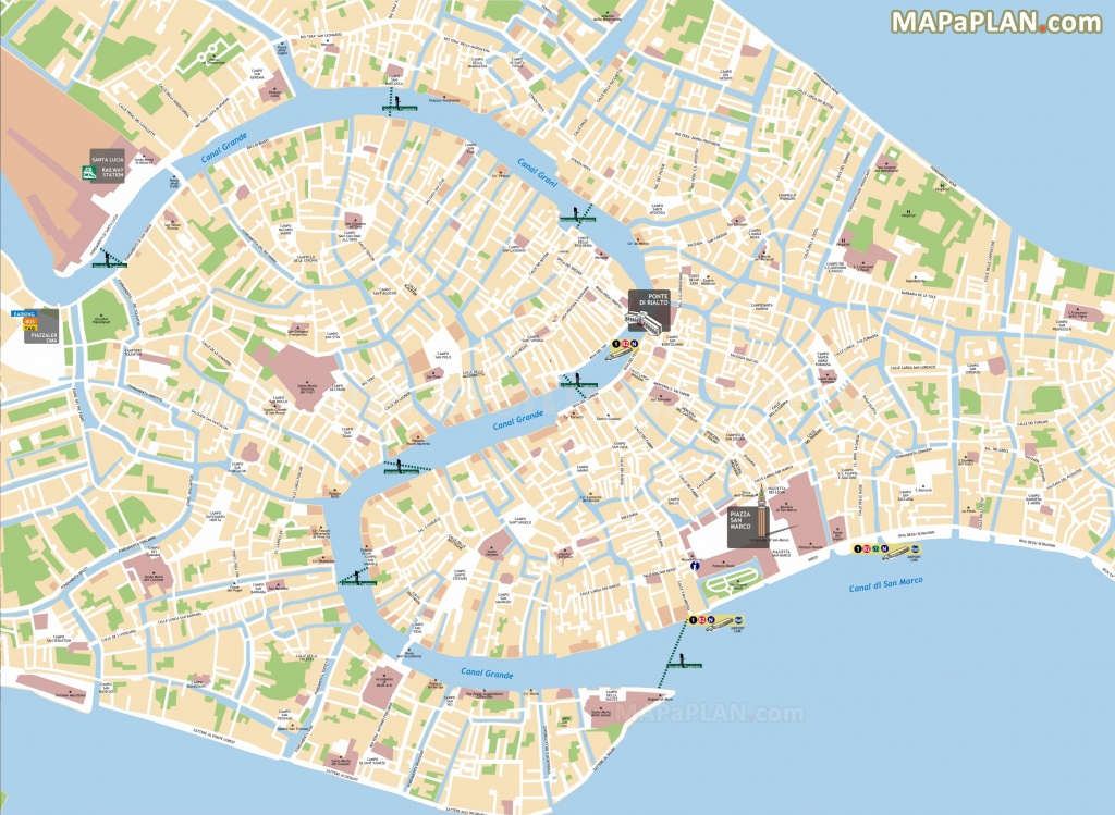 Gondola Ferries Traghetto Bridges On Grand Canal Venice Top Tourist - Venice City Map Printable