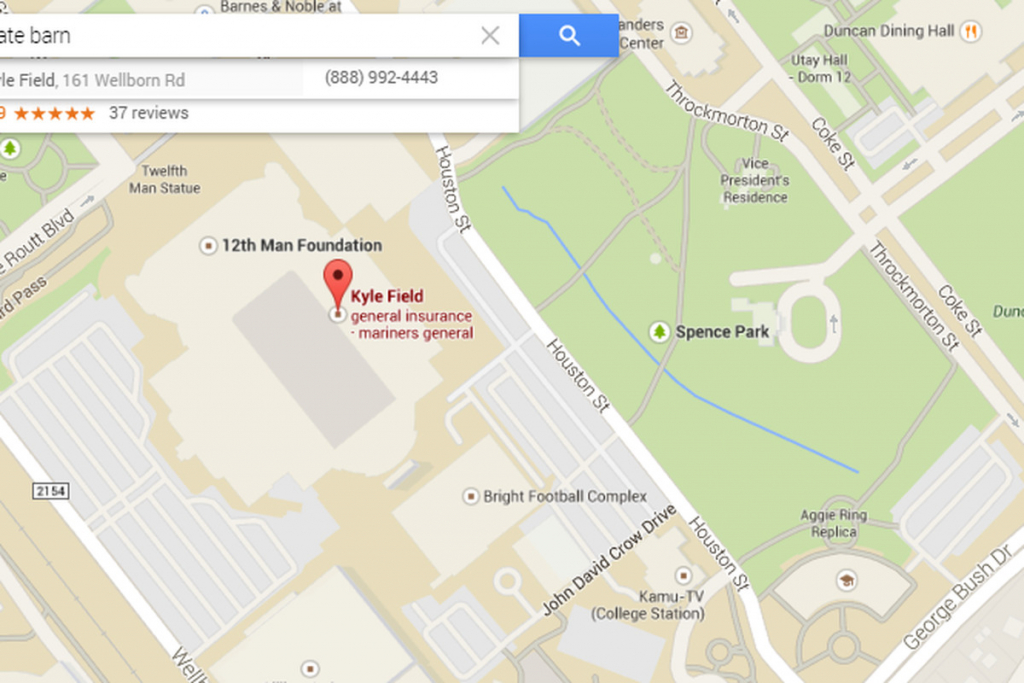 Google Maps Analyzes College Football - Good Bull Hunting - Texas A&amp;amp;m Location Map