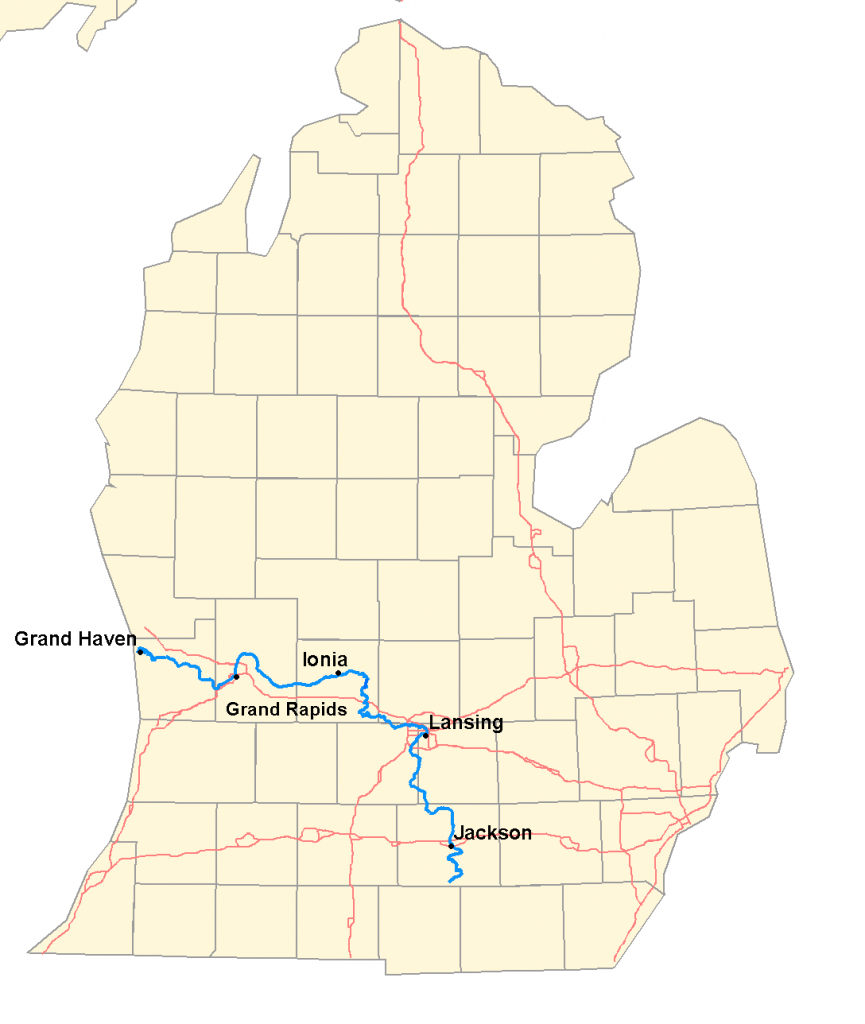 Grand River (Michigan) - Wikipedia - Michigan River Map Printable