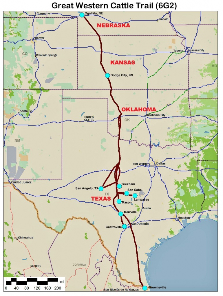 Great Western Cattle Trail Map | Home Town Oklahoma | Trail Maps - King Ranch Texas Map