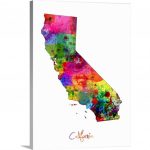 Greatbigcanvas "california Map"michael Tompsett Canvas Wall Art   California Map Wall Art