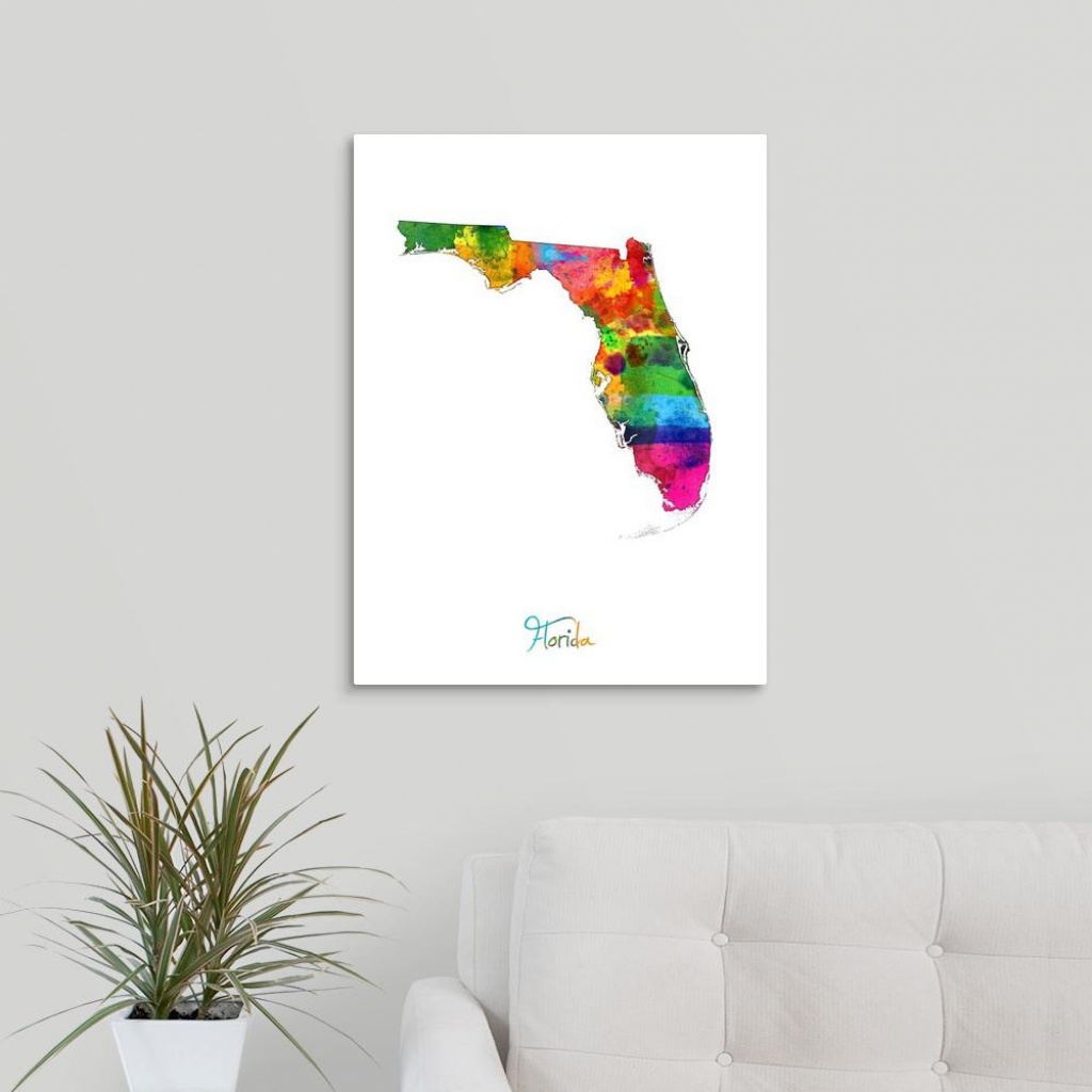 Greatbigcanvas &amp;quot;florida Map&amp;quot;michael Tompsett Canvas Wall Art - Florida Map Wall Art