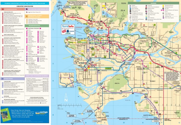 Greater Vancouver Tourist Map Printable Map Of Vancouver 728x502 