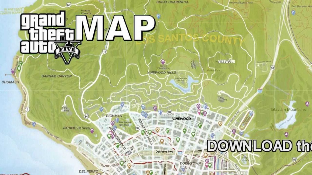 Gta 5 Full Size Game Map - Youtube - Gta 5 Printable Map