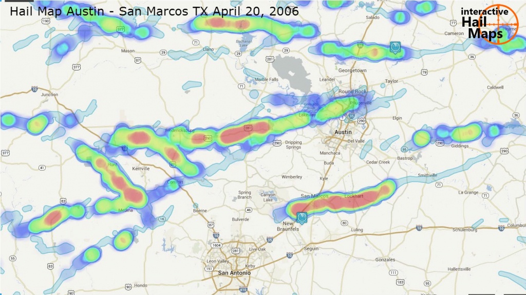 Hail Map Austin - San Marcos, Texas April 20, 2006 - Interactive - Hail Maps Texas