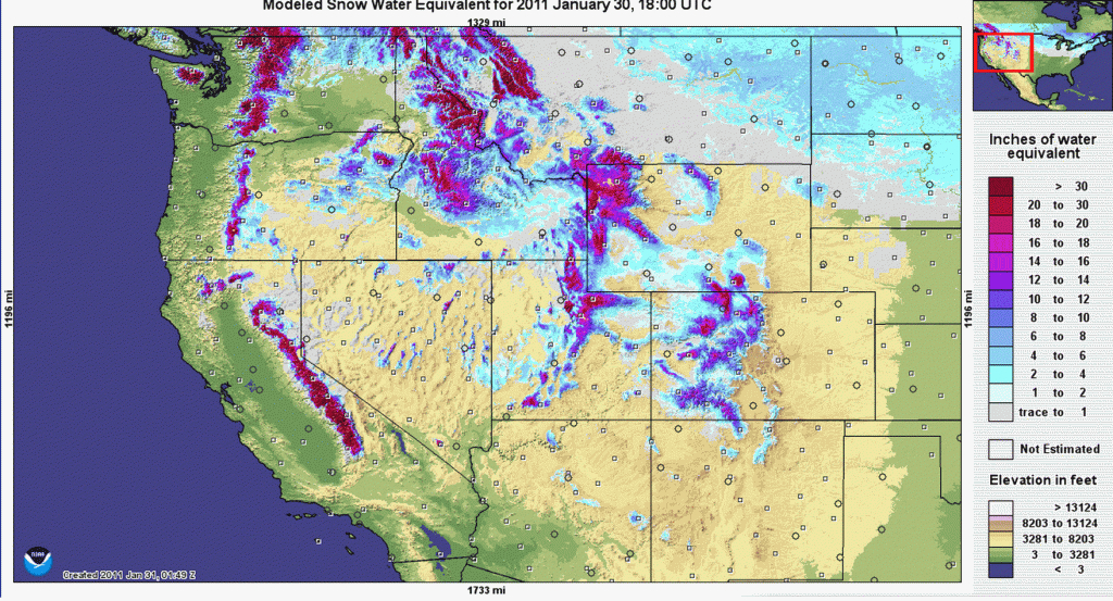 Halfway Through Season, Snowpack In U.s. West Thins - Imageo - California Snowpack Map