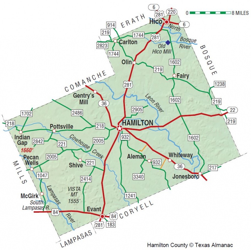 Hamilton County | The Handbook Of Texas Online| Texas State - Coryell County Texas Map