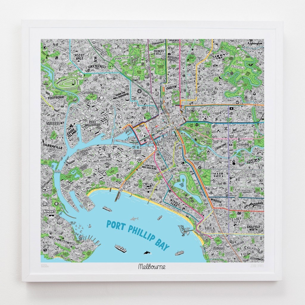 Hand Drawn Map Of Melbourne Art Print | Art Prints, Stationery - Printable Map Of Melbourne