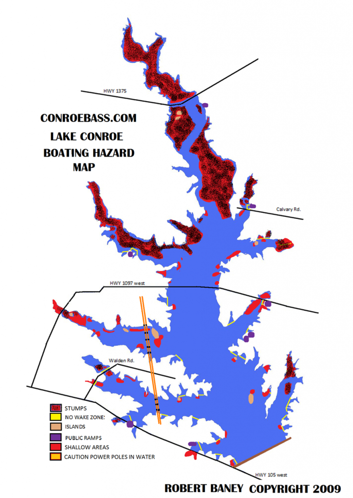 Hazard Map | Lake Conroe Texas | Kayaking | Texas, Our Texas - Texas Lake Maps Fishing