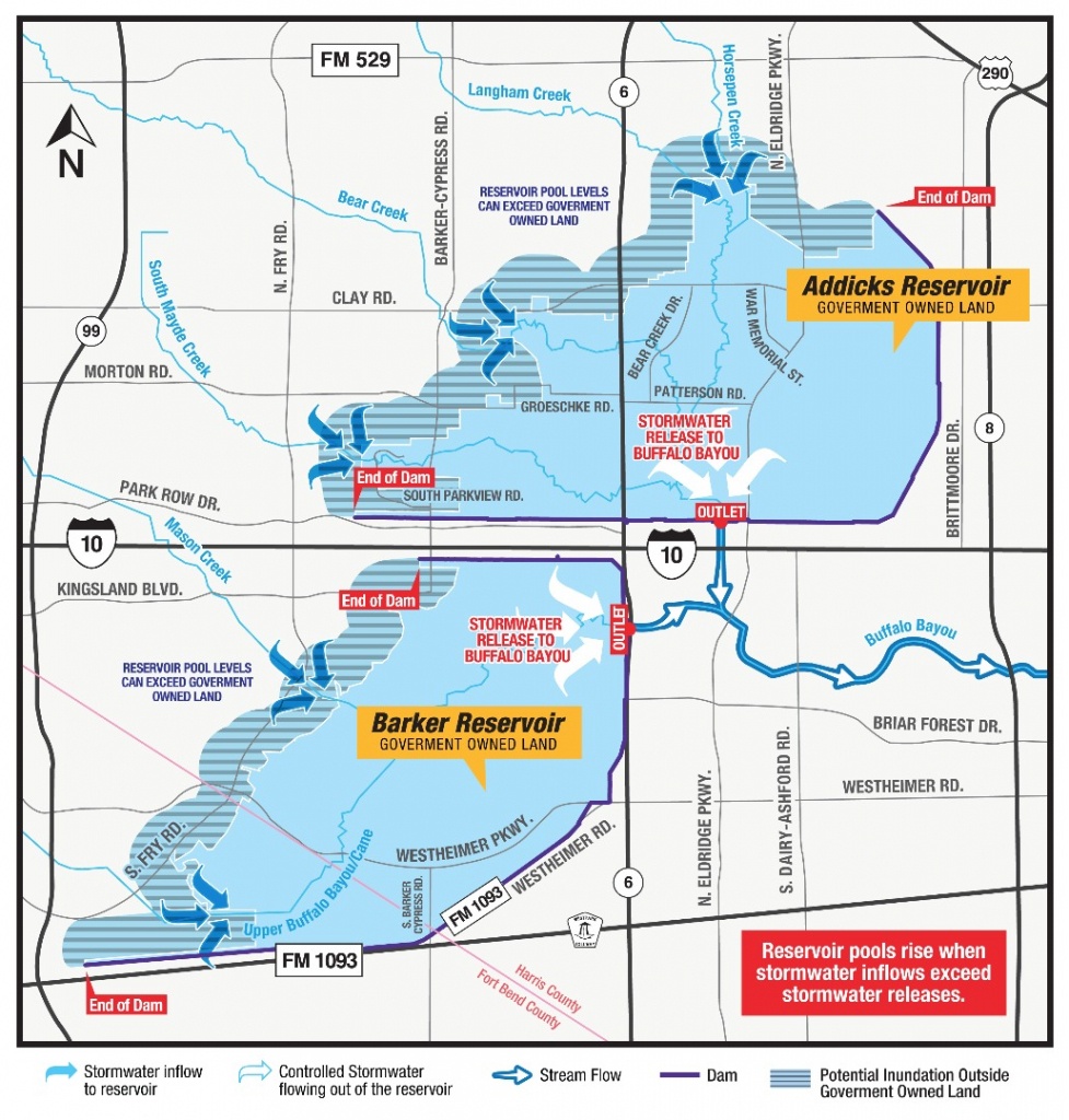 Hcfcd - Controlled Releases On Addicks And Barker Reservoir Increase - Barker Texas Map