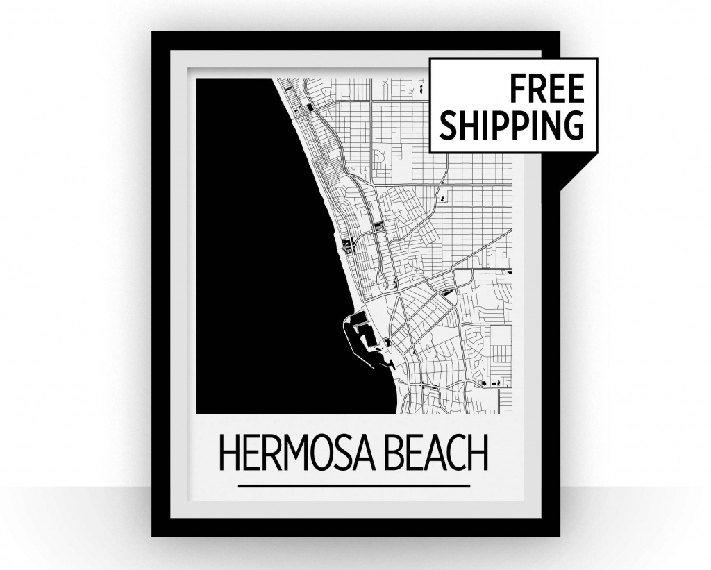 Hermosa Beach Map Poster California Map Print Art Deco | Etsy - Hermosa Beach California Map