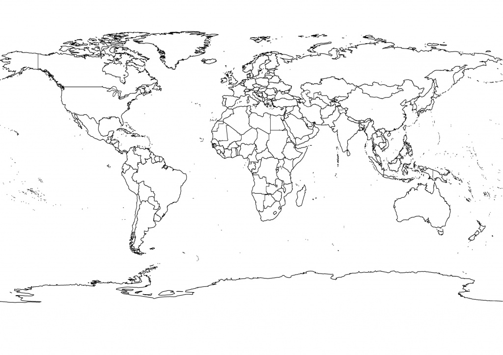 High-Res World Map, Political, Outlines, Black And White | Adventure - Free Printable Black And White World Map With Countries Labeled