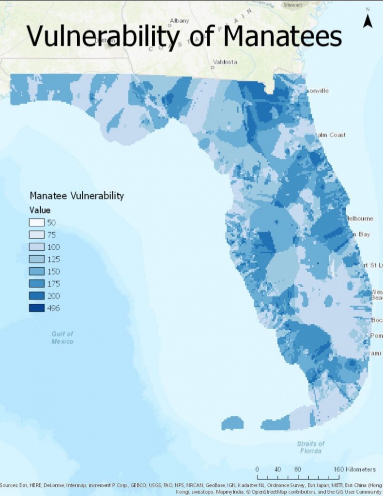 Historical Vulnerability Of Manatees To Boat Strikes In Florida - Manatee Florida Map