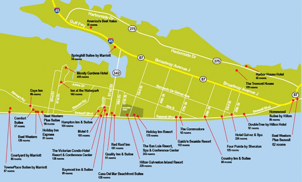 Hotel Map Map Of Galveston Texas 