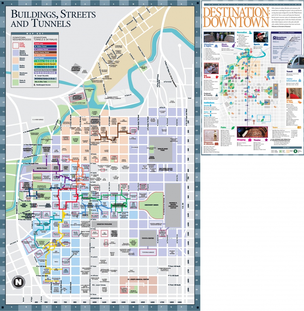 Houston Downtown Hotels And Sightseeings Map - Printable Map Of Houston