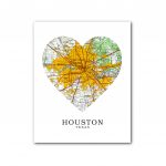 Houston Map Heart Print Houston Map Art Houston Texas Map | Etsy   Texas Map Art