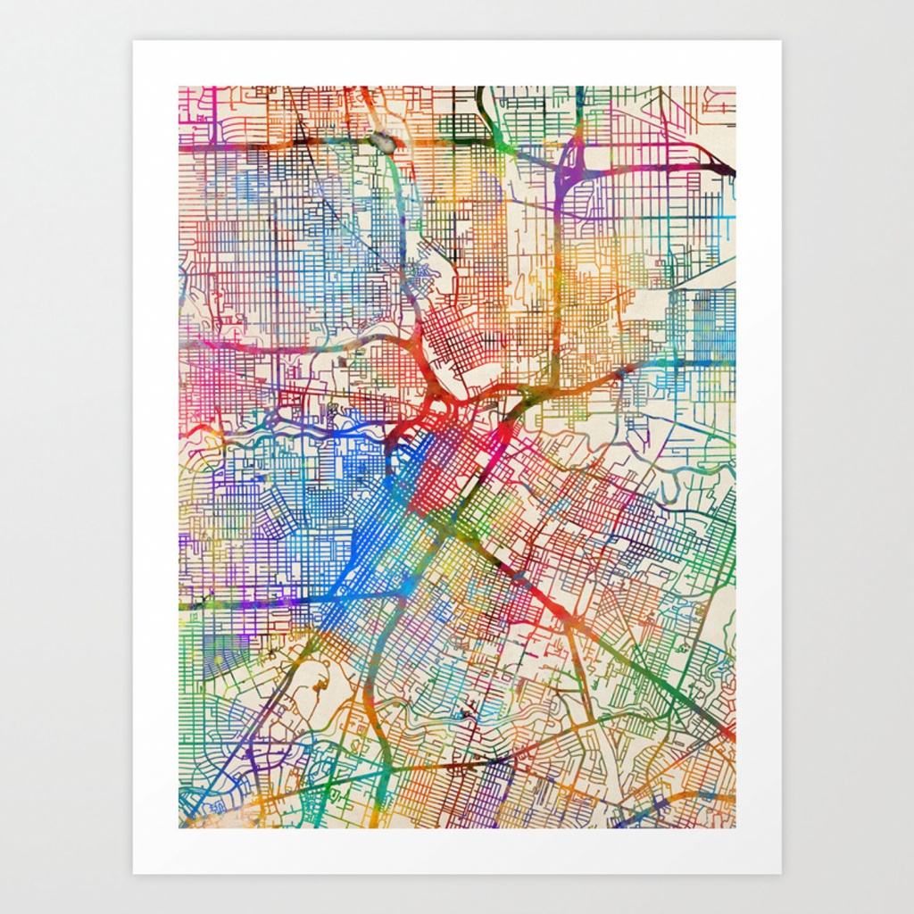 Houston Texas City Street Map Art Printartpause | Society6 - Street Map Of Houston Texas