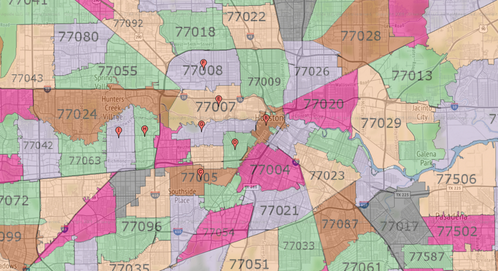 Houston Zip Code Maps | Ameritex Houston Movers - Map Of Northwest Houston Texas