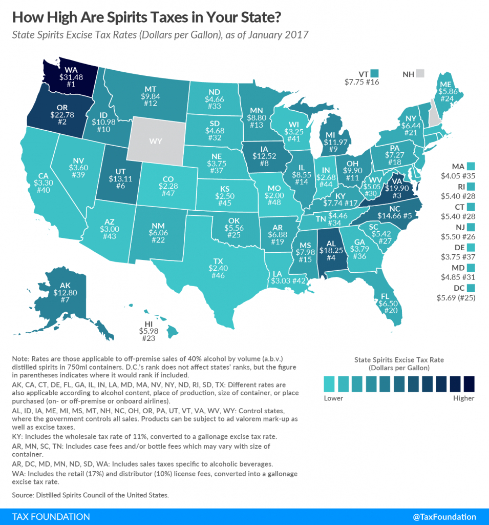 How High Are Spirits Taxes In Your State? | Tax Foundation - Texas Sales Tax Map