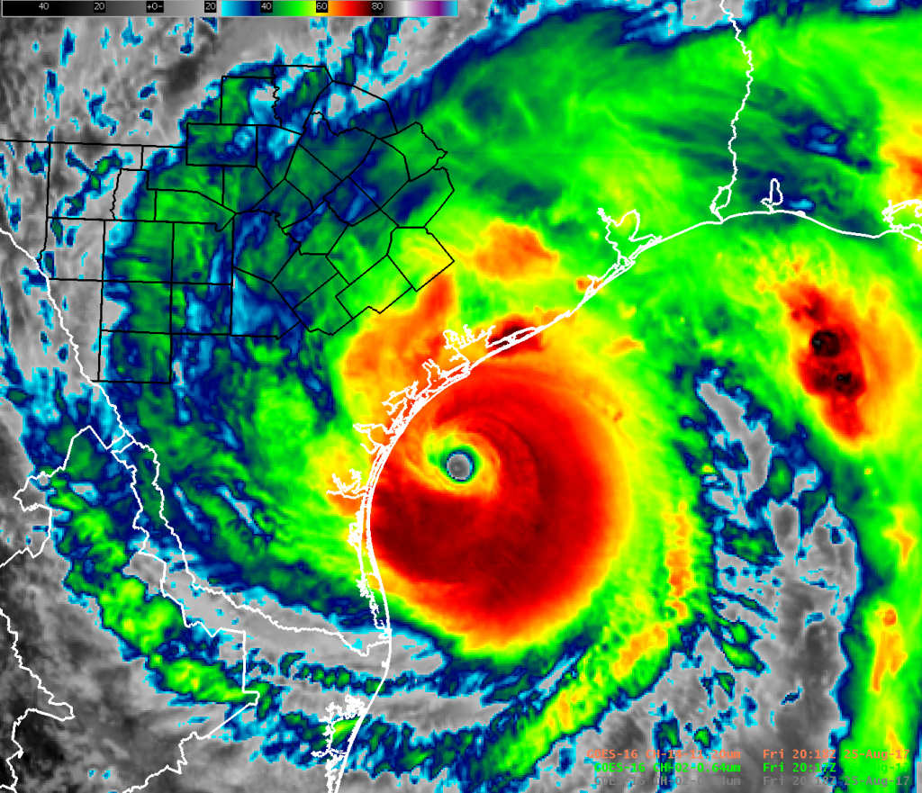 Hurricane Harvey 2017 - Impacts To South Central Texas - Texas Satellite Weather Map