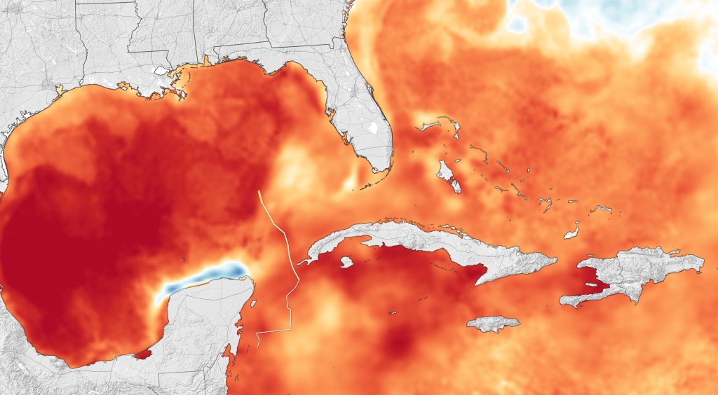 Hurricane Michael Heads For Florida - Florida Water Temperature Map