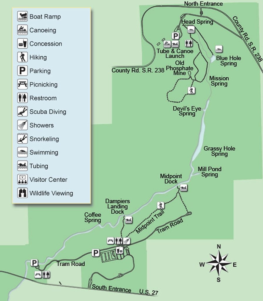 Ichetucknee Springs State Park - Maplets - Florida Springs Diving Map