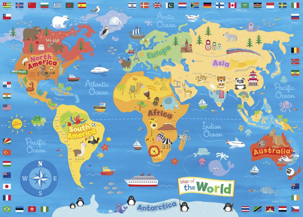 Illustrated Map Of The World For Kids (Children&amp;#039;s World Map) | 4K - Kid Friendly World Map Printable