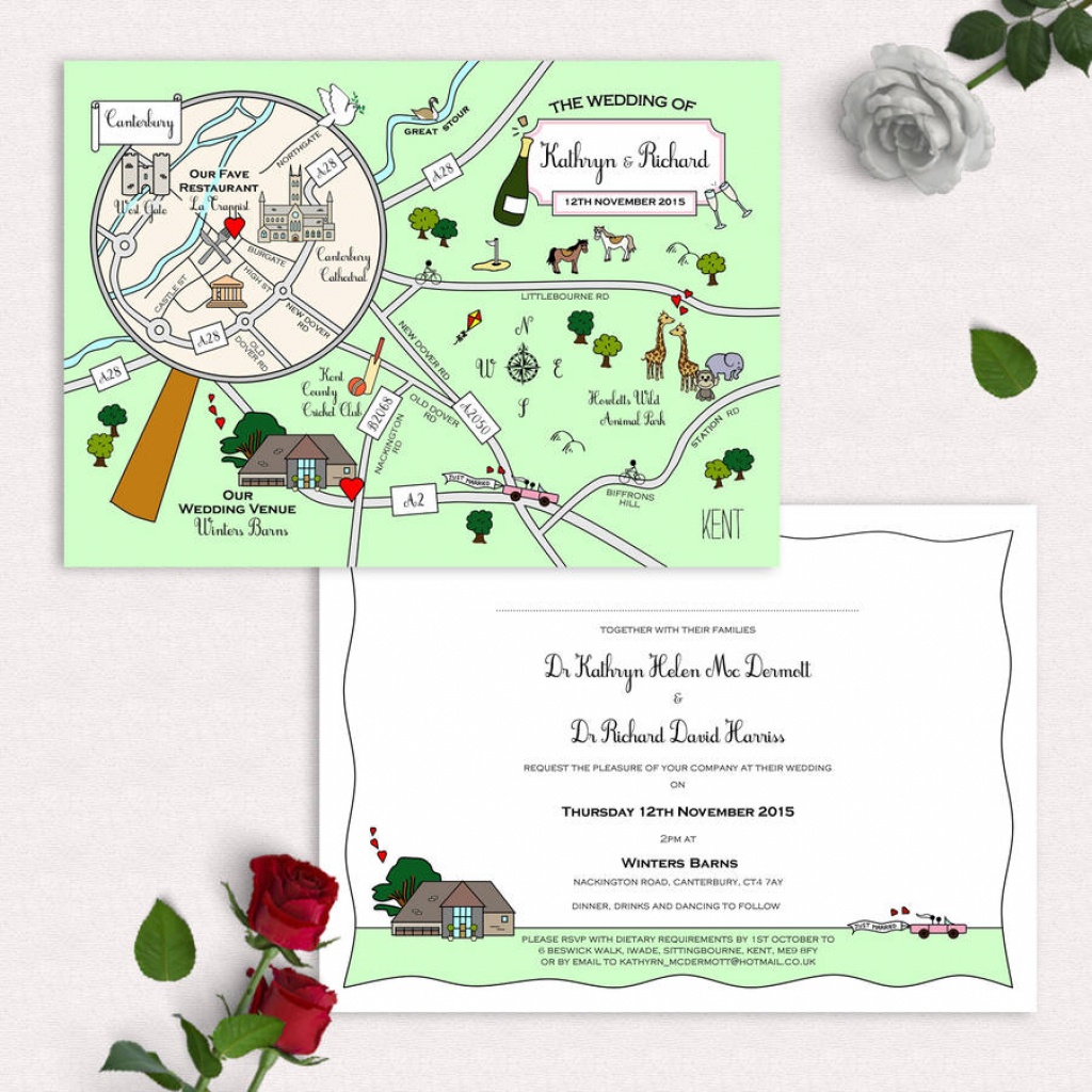 Illustrated Map Party Or Wedding Invitationcute Maps - Maps For Wedding Invitations Free Printable