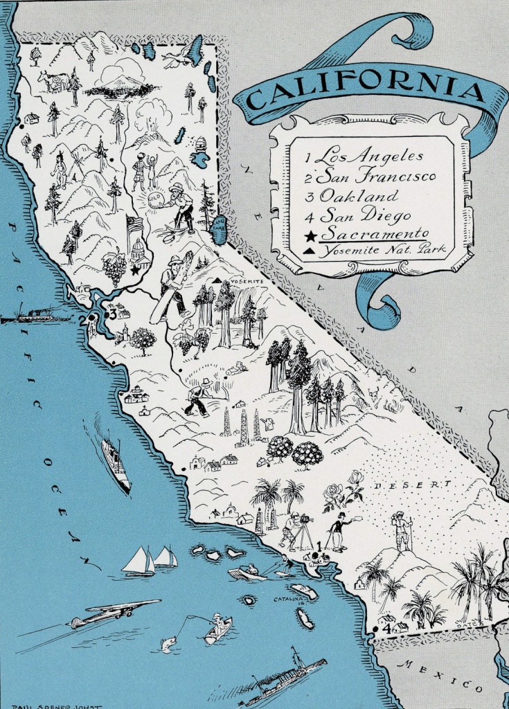 Illustrated Tourist Map Of California State. California State - California Tourist Map