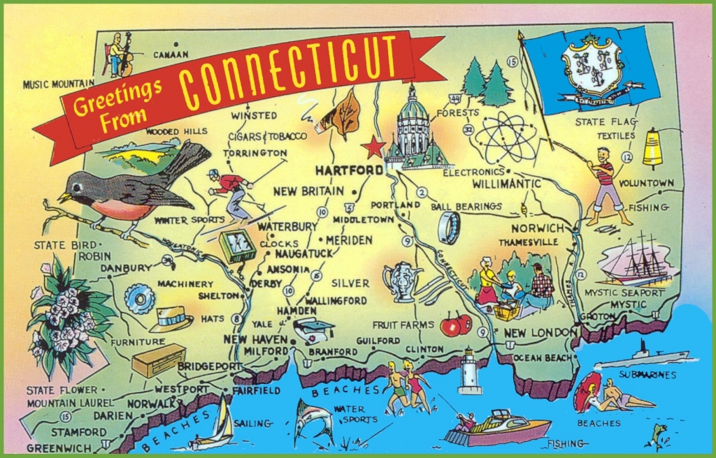 Illustrated Tourist Map Of Connecticut - Printable Map Of Connecticut