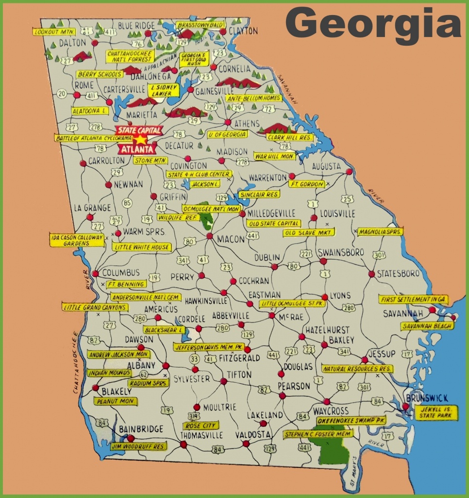 Illustrated Tourist Map Of Georgia - Printable Map Of Georgia