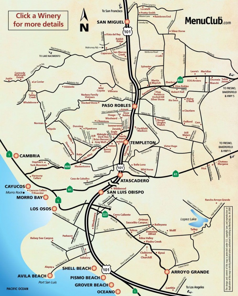 Image Detail For - San Luis Obispo County Winery Map - California - San Luis Obispo California Map