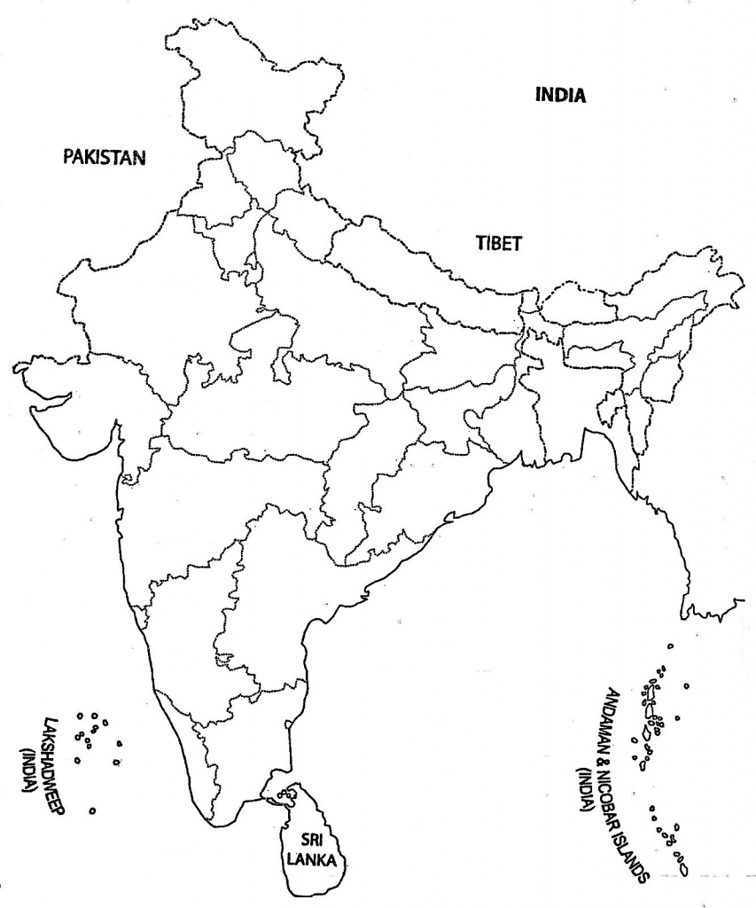 India Map Outline A4 Size | Map Of India With States | India Map - Map Of India Blank Printable