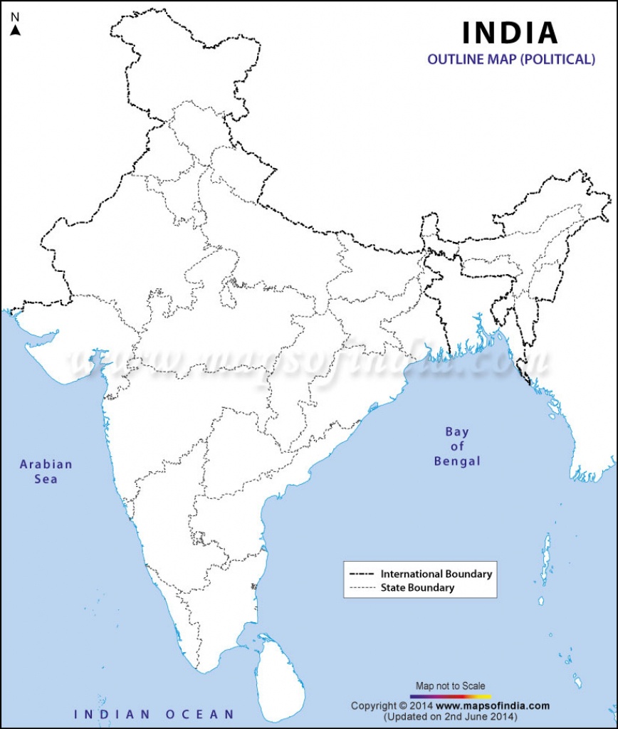 India Political Map In A4 Size - Map Of India Blank Printable